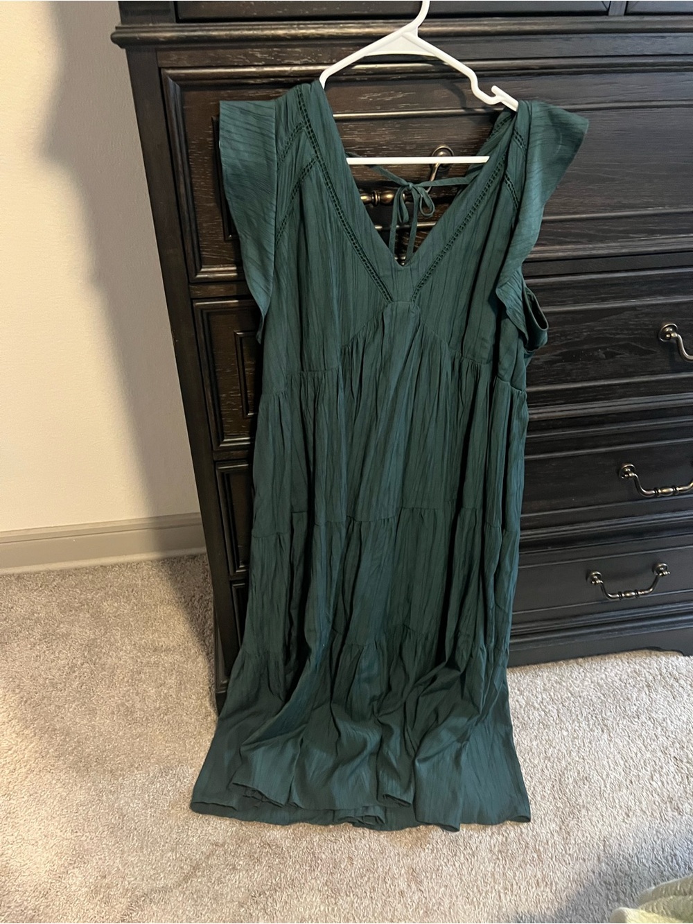 Treasure & Bond Forest Green V-Neck Tiered Maxi Dress
